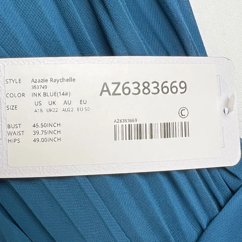 NWT - AZAZIE Raychelle Sz A18 Ink Blue Chiffon Bridesmaid Dress - Picture 12 of 15